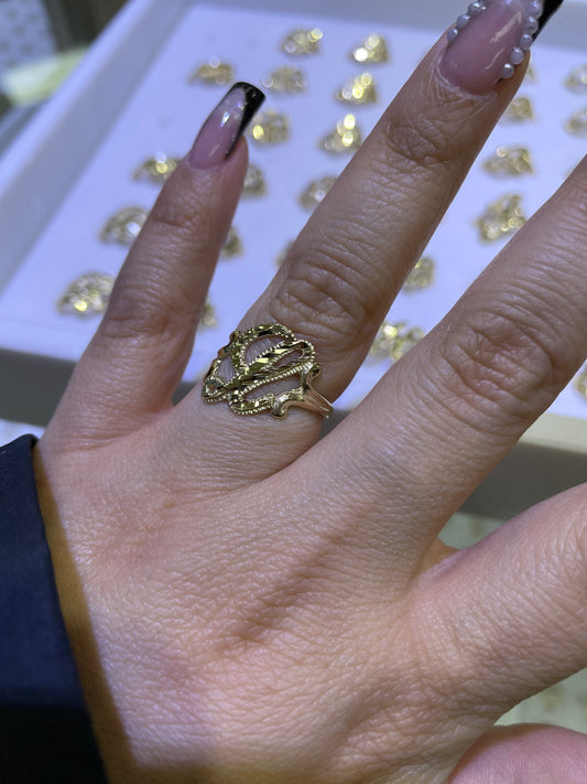 14k gold “l” cursive initial ring