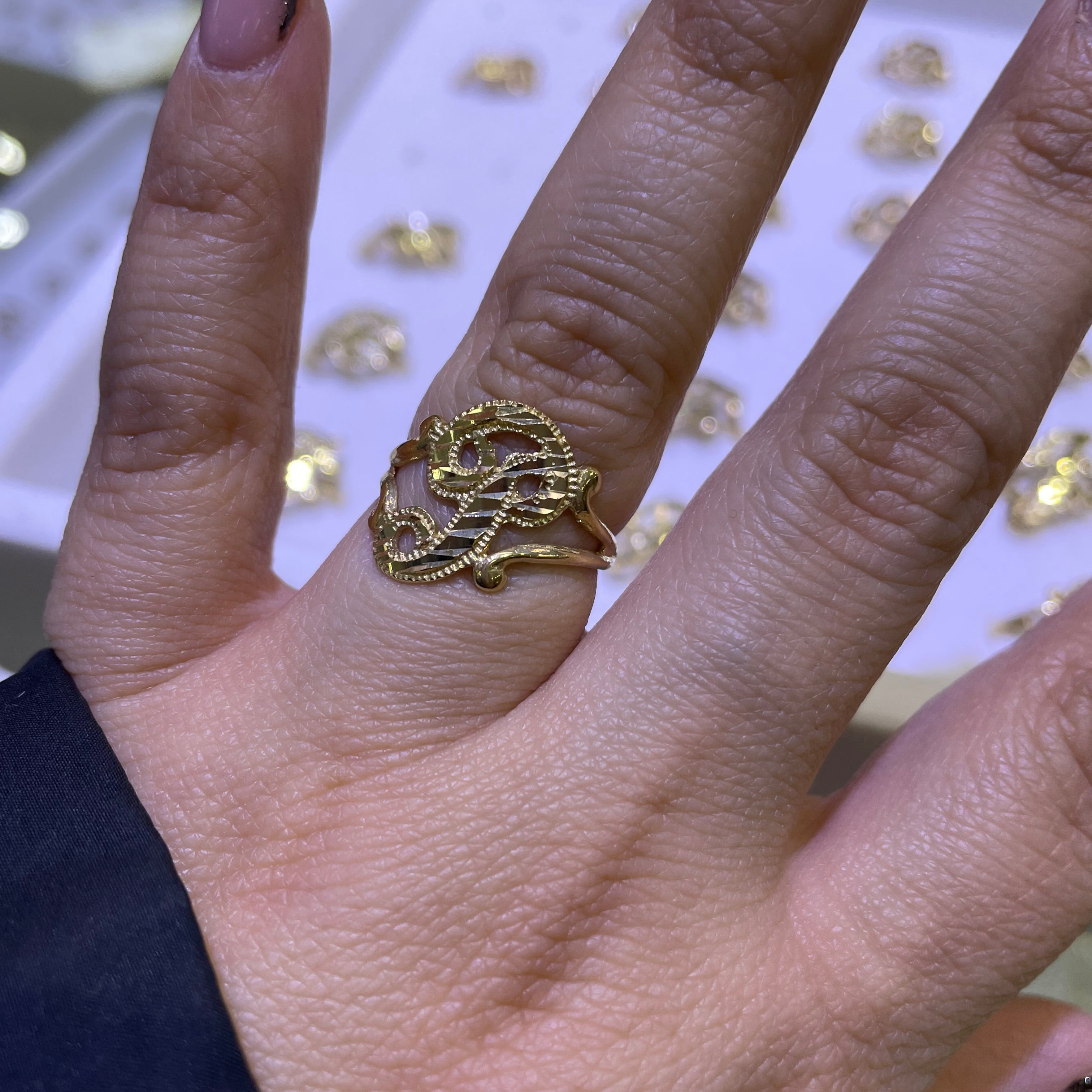 14k gold “p” cursive initial ring