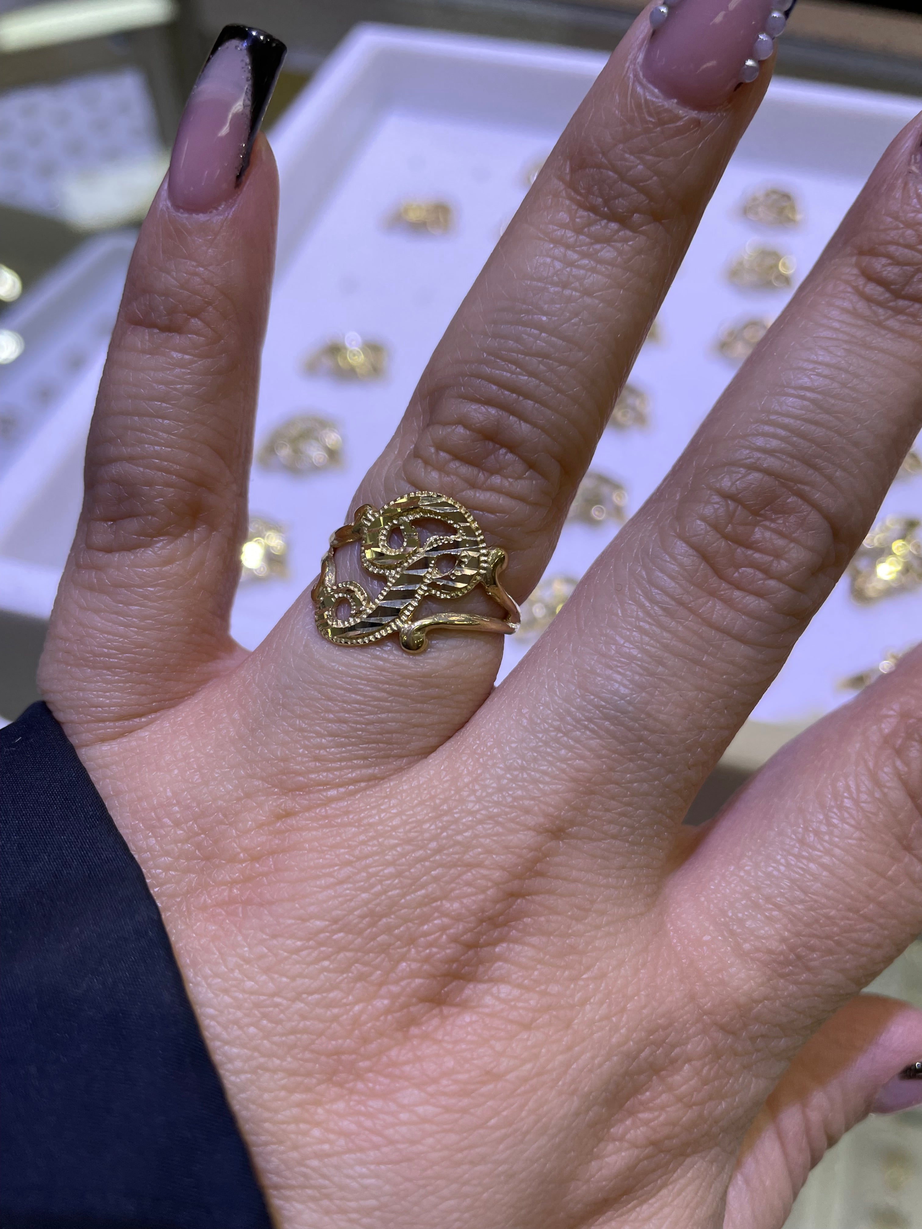 14k gold “p” cursive initial ring