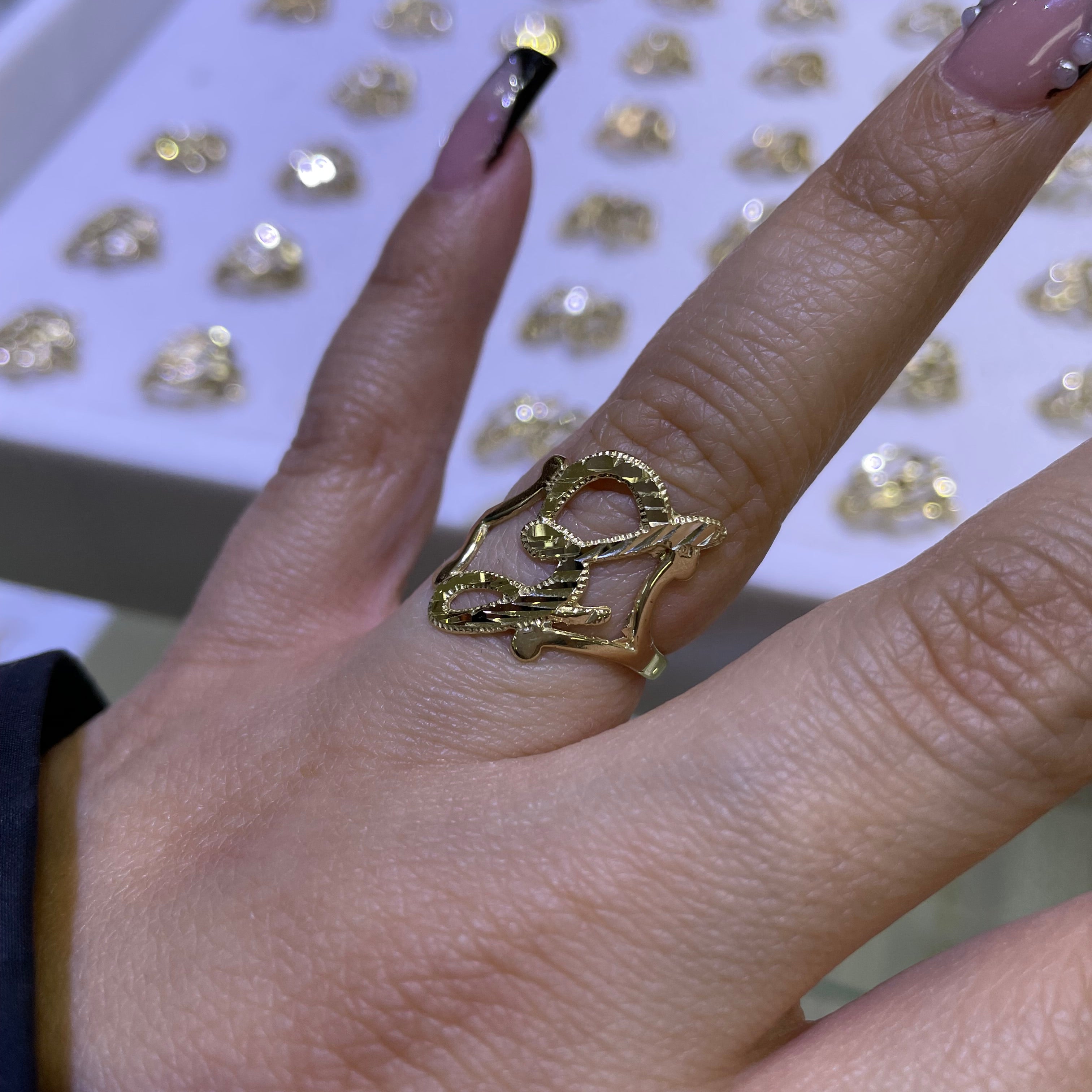 14k gold “z” cursive initial ring