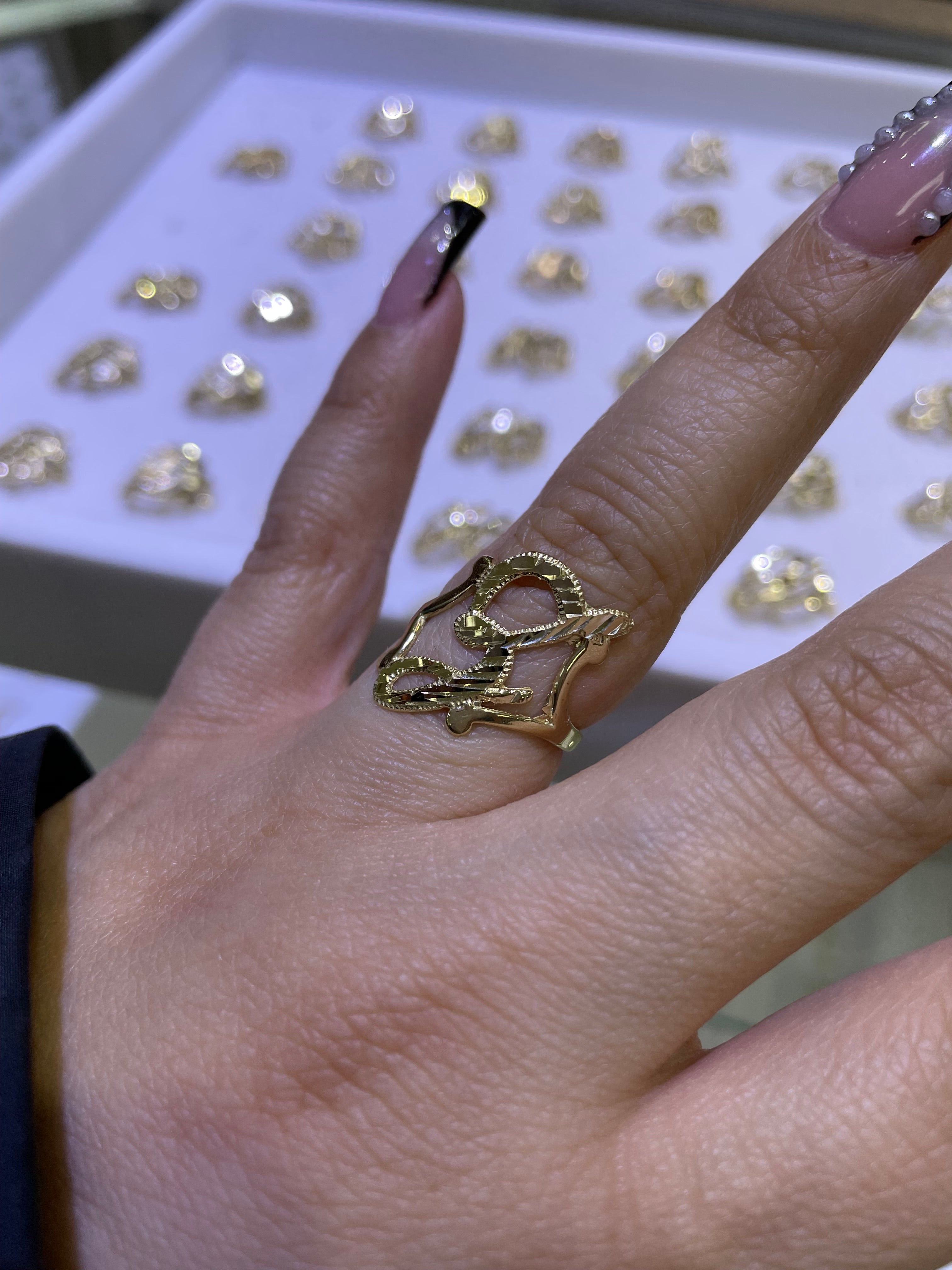 14k gold “z” cursive initial ring