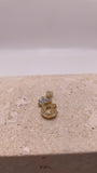 14k gold "g" initial pendant with crown and cz stones