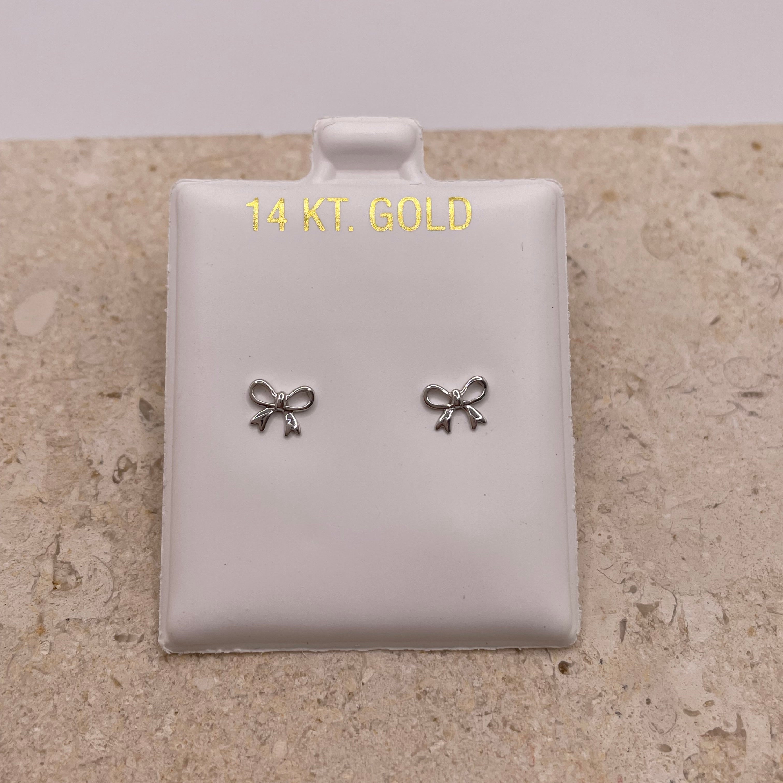 14k white gold petite bow earrings