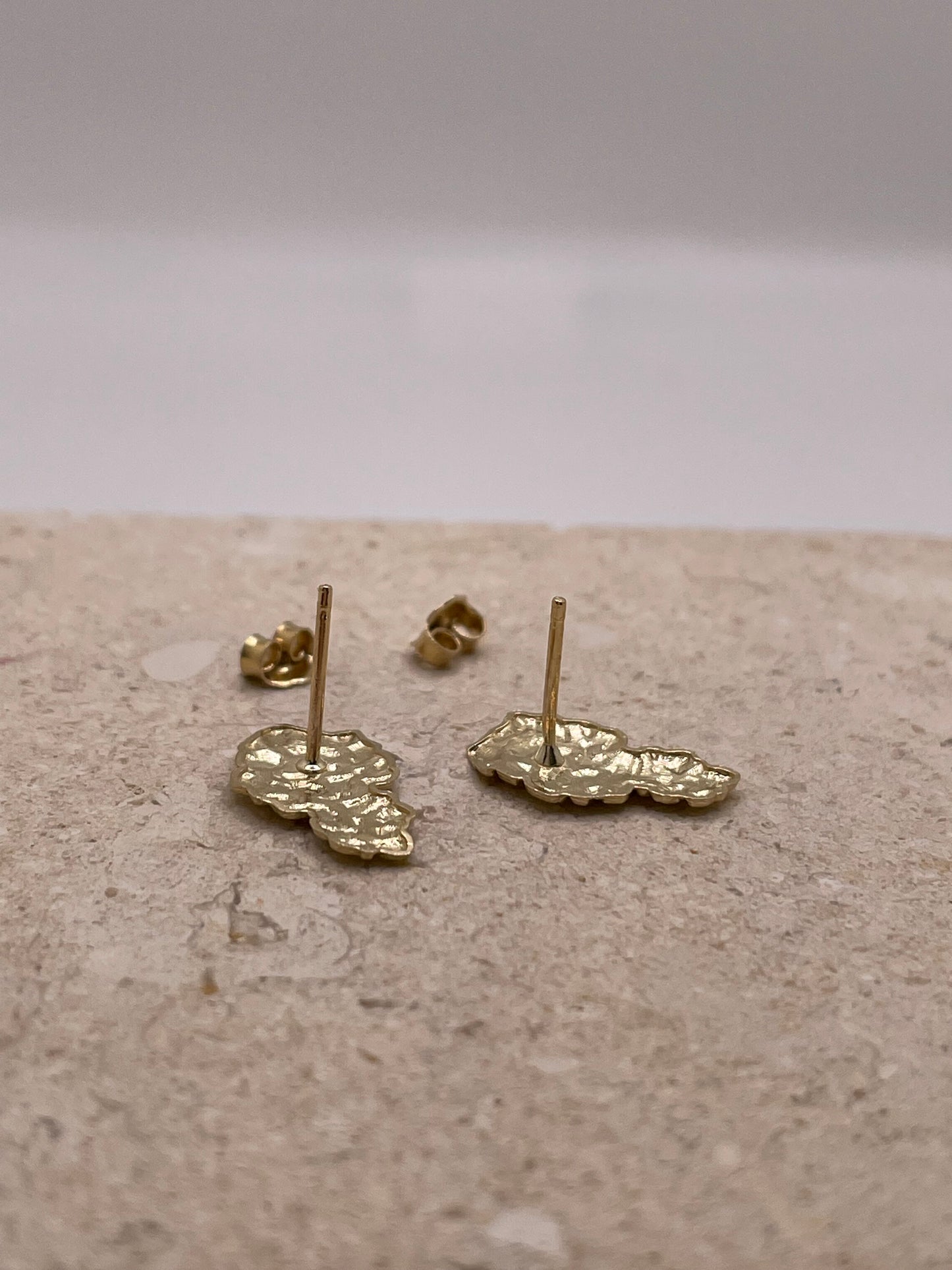 14k gold small nugget unisex stud earrings