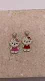 14k gold hello kitty cz pendant (pink/red)