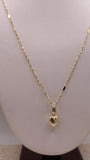 14k gold 1.3mm singapore chain necklace with 3d heart pendant set