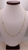 14k gold 1.3mm singapore stamp bar chain necklace (0480)