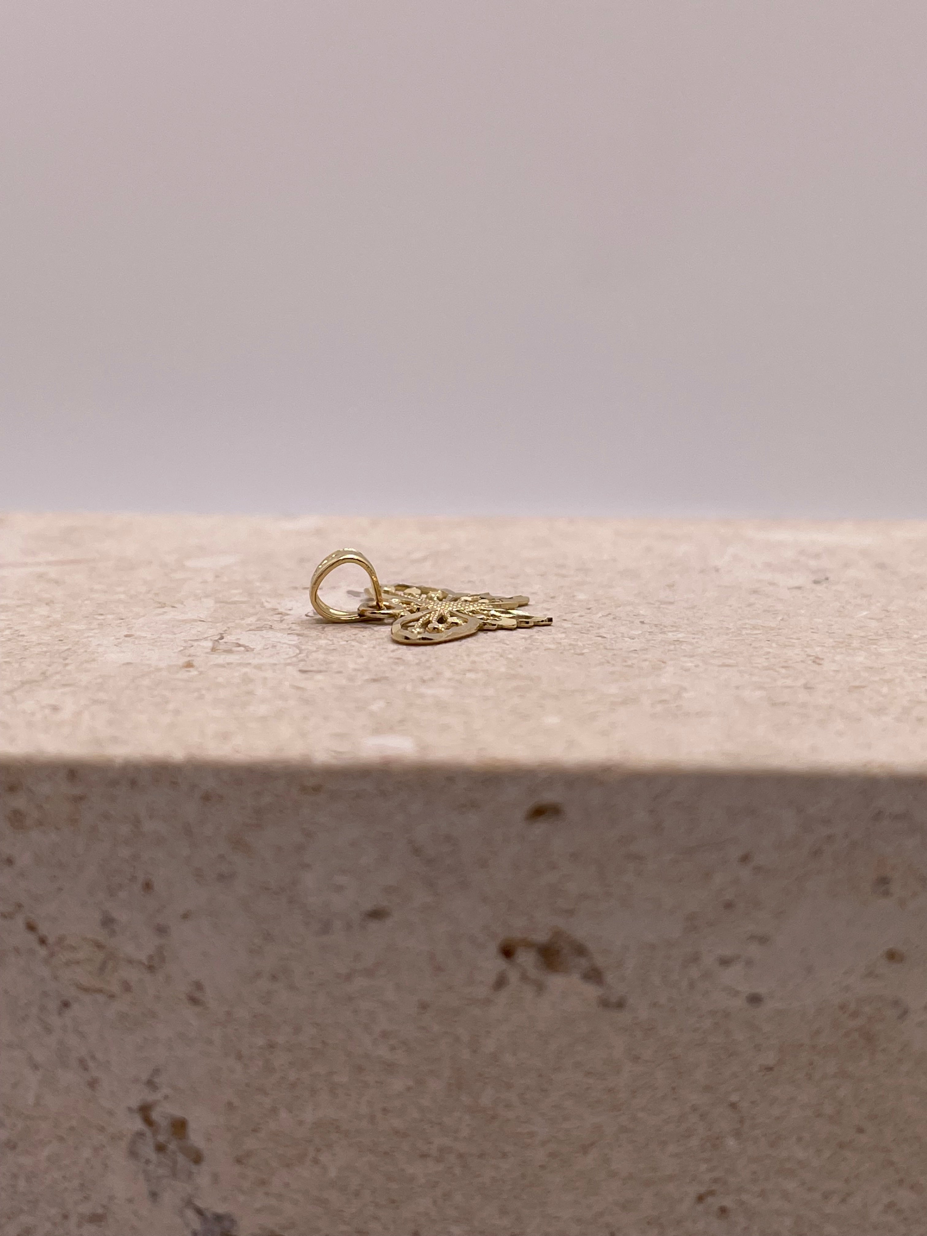 14k gold butterfly pendant