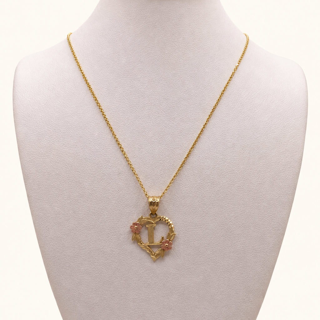 Love Letter + Open Wheat Chain – 14K Gold Heart Necklace Set