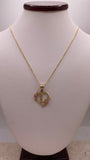 14k gold flat open wheat chain + initial pendant jewelry set