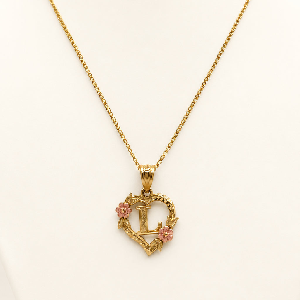 Love Letter + Open Wheat Chain – 14K Gold Heart Necklace Set