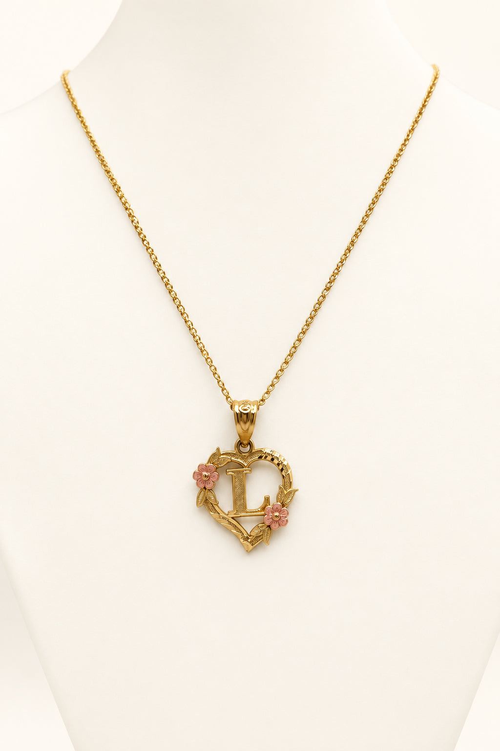 Love Letter + Open Wheat Chain – 14K Gold Heart Necklace Set