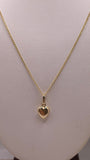 14k gold 3d heart pendant & flat open wheat chain set