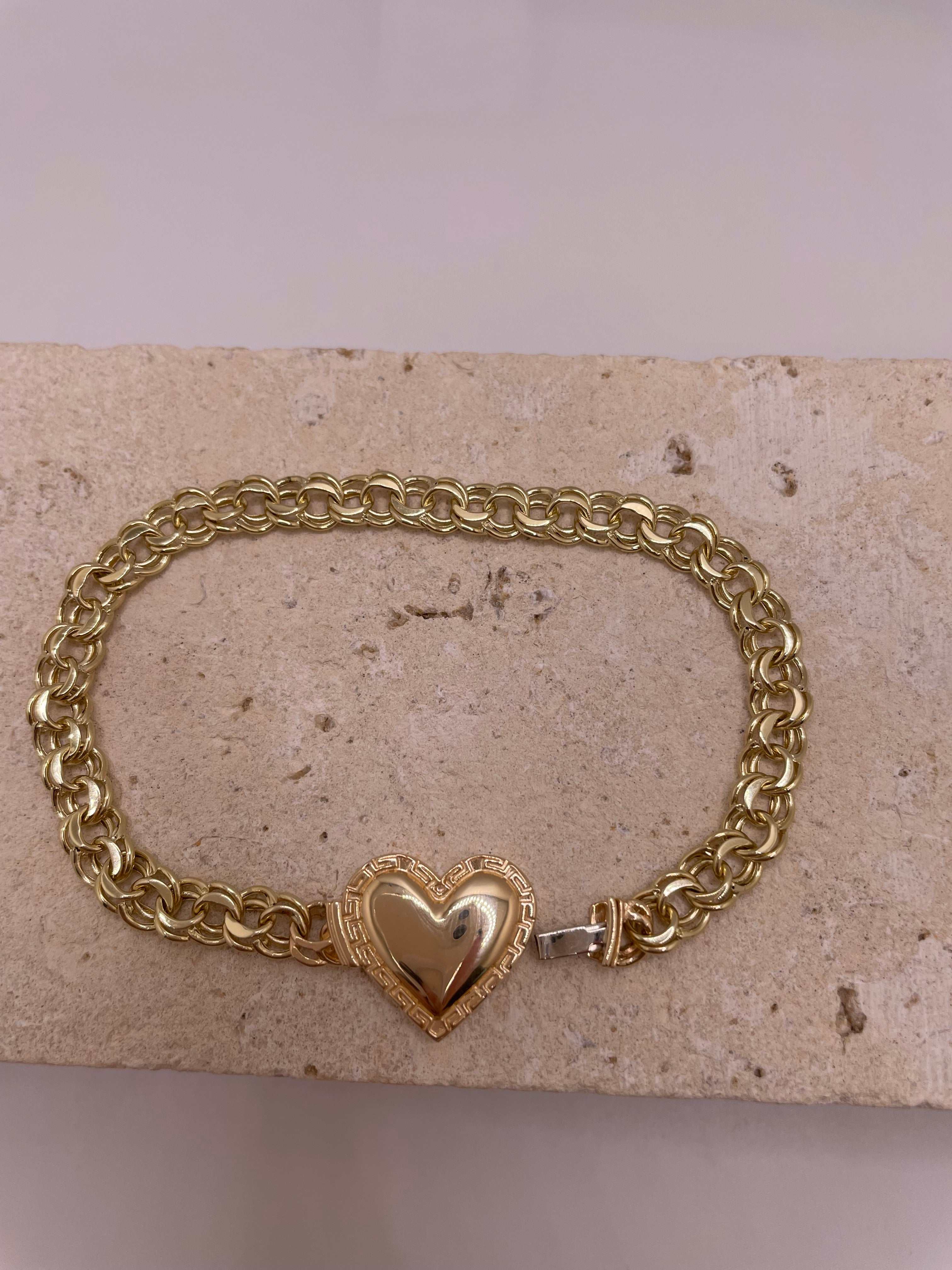 14k gold chino bracelet with heart