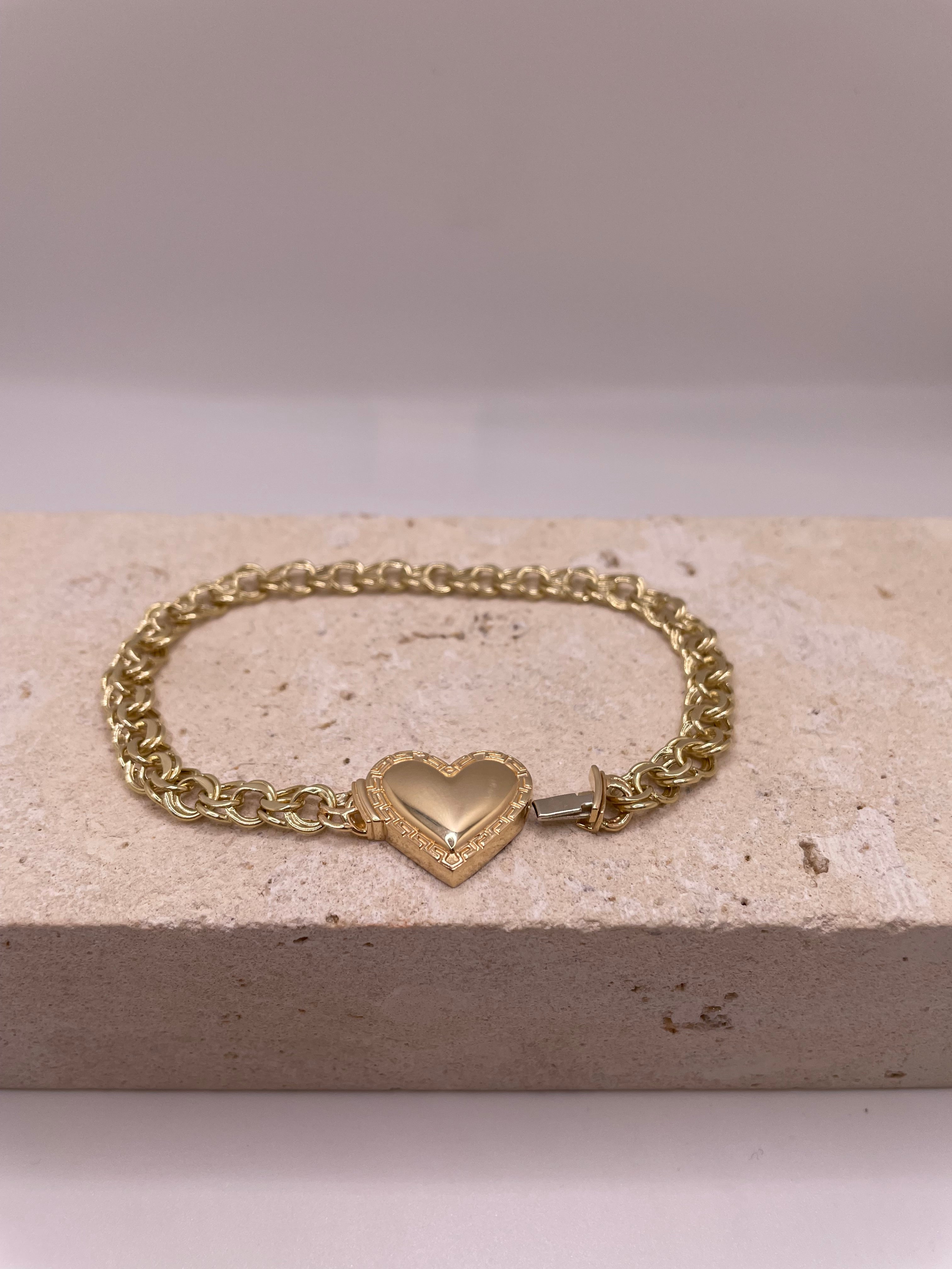 14k gold chino bracelet with heart