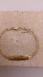 14k gold diamond cut figaro baby id bracelet with heart cut-out (87)