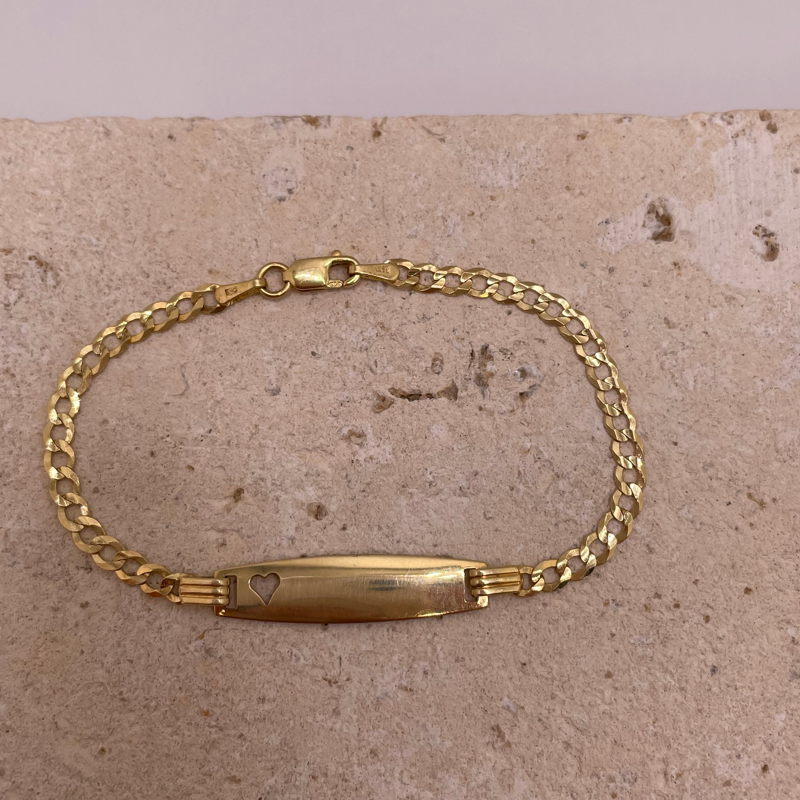 14k gold baby id cuban bracelet with heart cut-out (89)