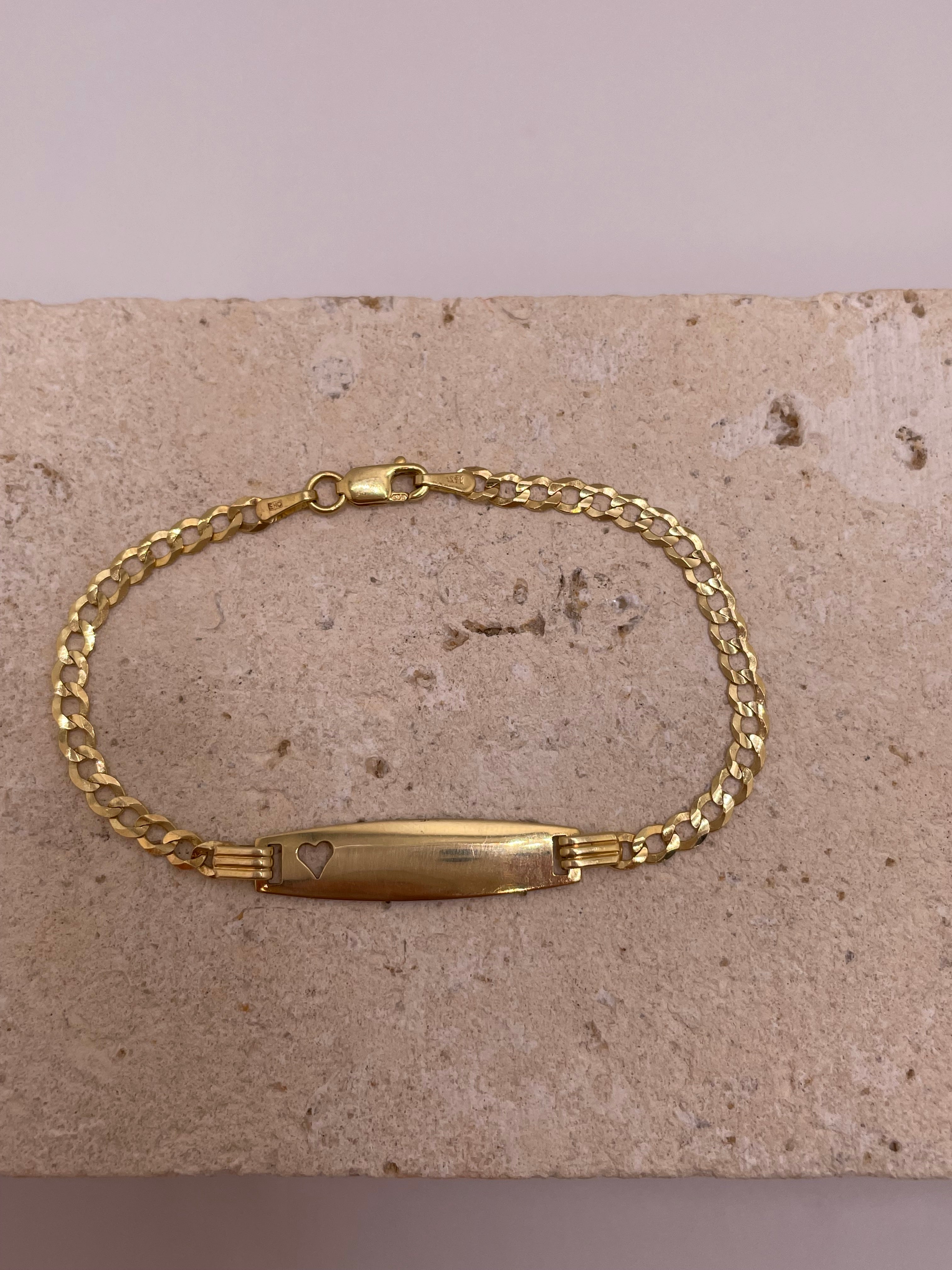 14k gold baby id cuban bracelet with heart cut-out (89)