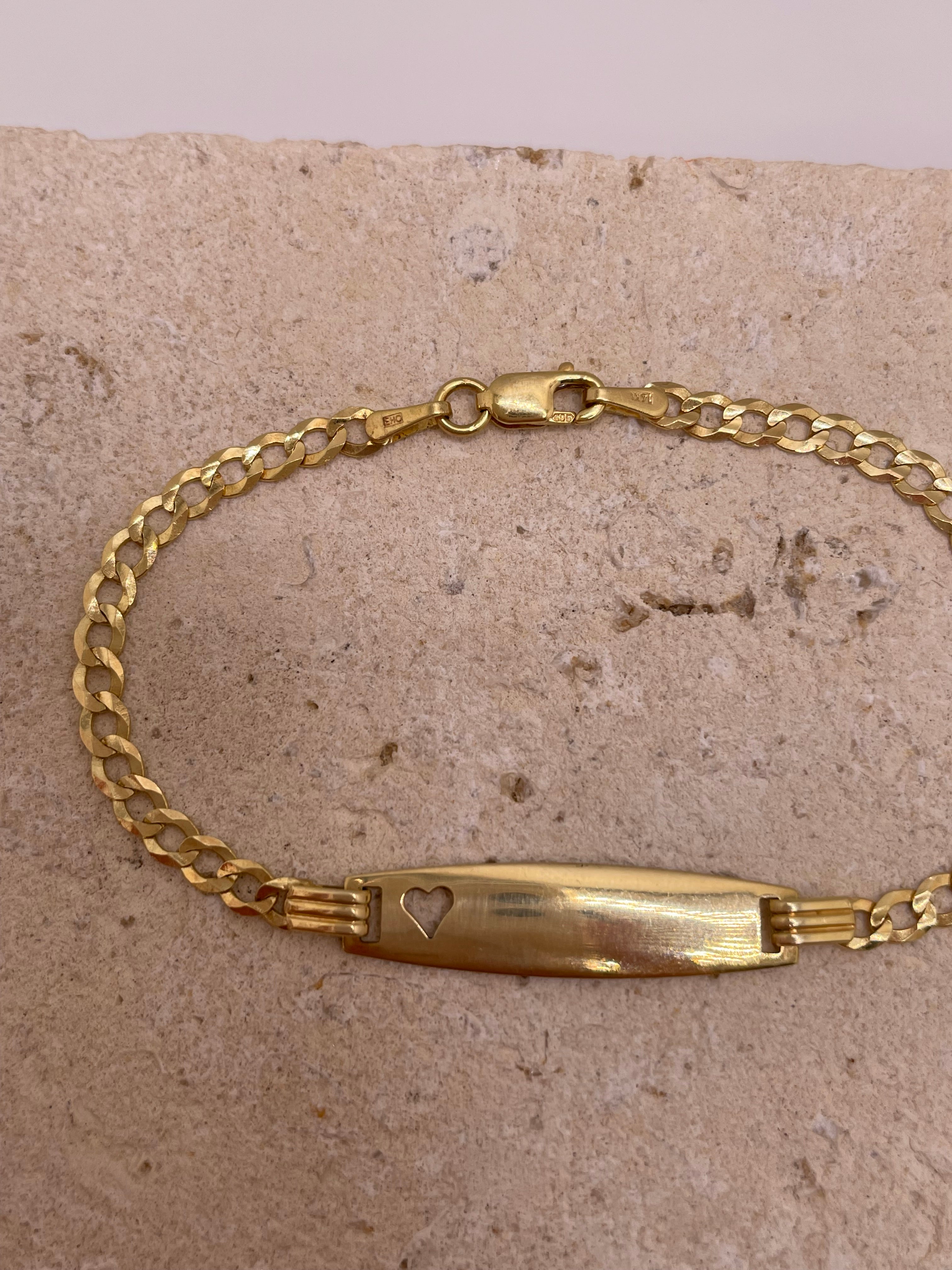 14k gold baby id cuban bracelet with heart cut-out (89)