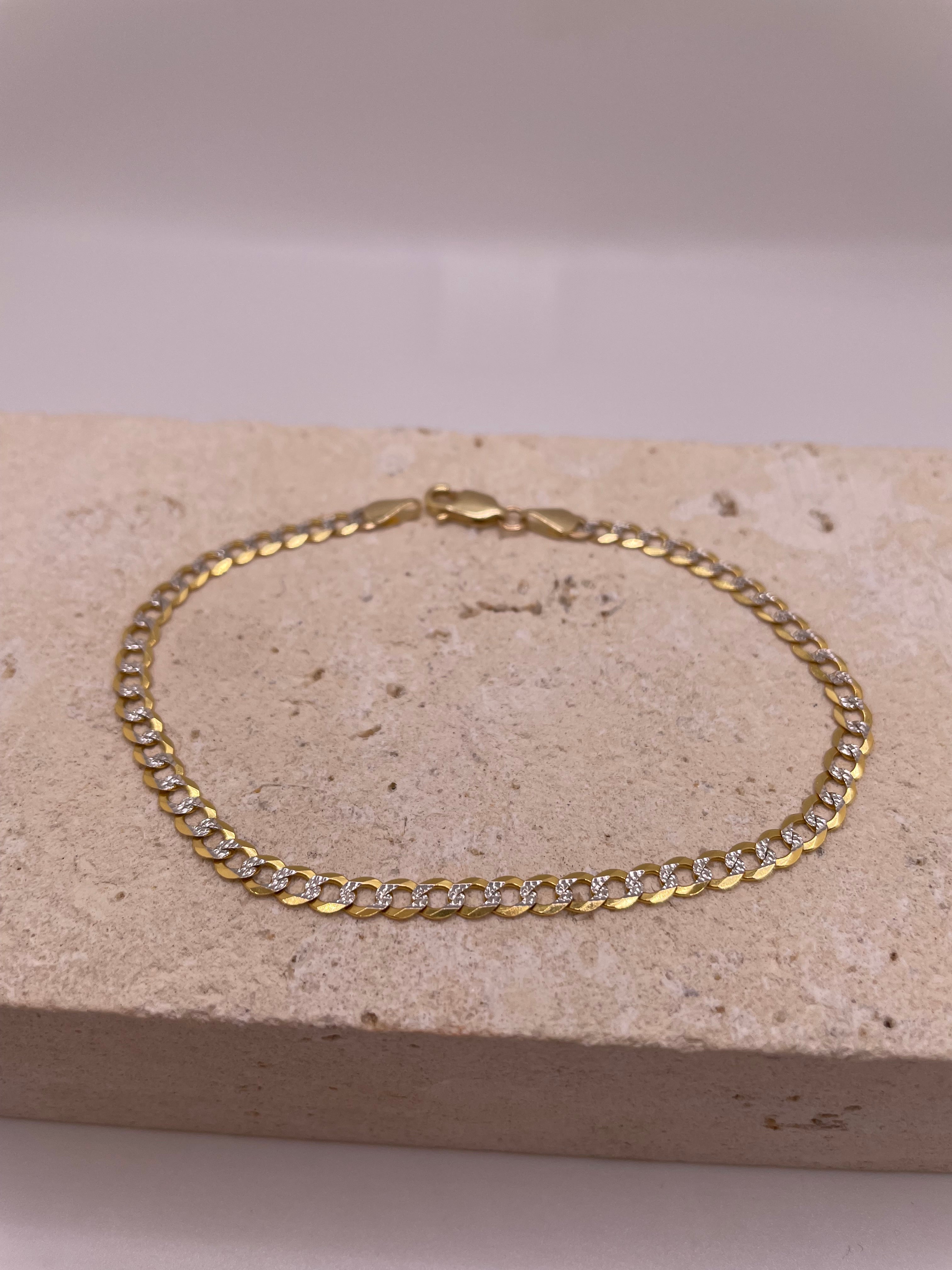 14k gold 3.6mm white pave cuban bracelet