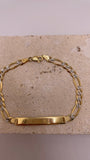 14k gold diamond cut figaro id bracelet (7.25")