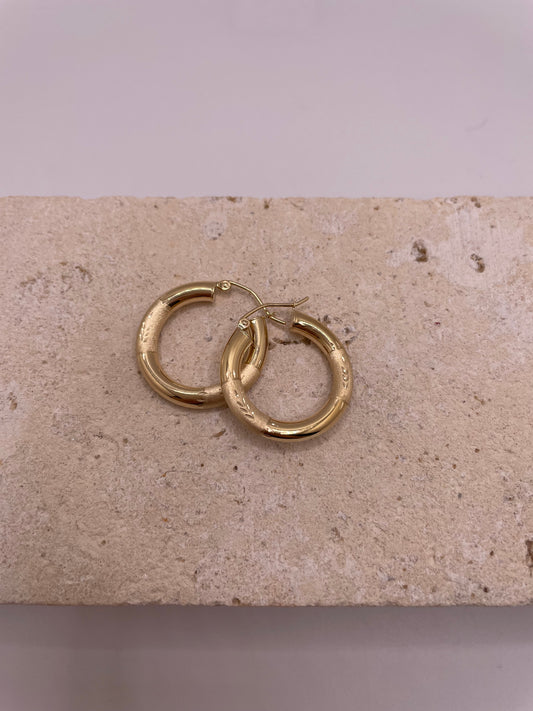 14k gold tube hoop earrings (1895)