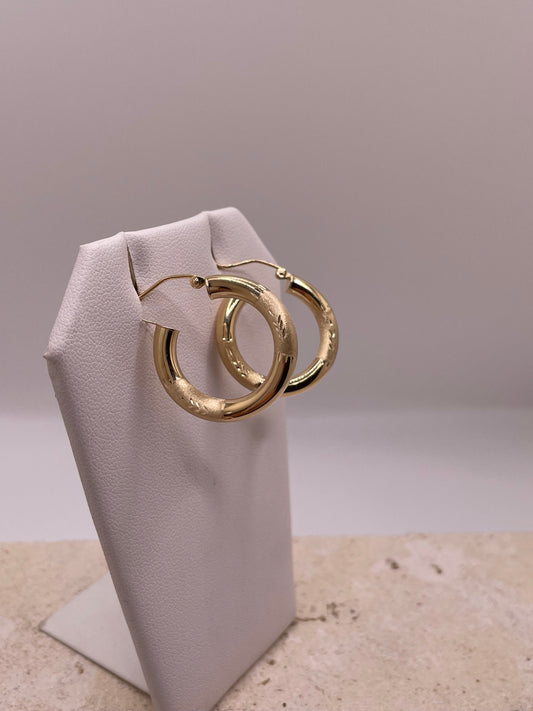 14k gold tube hoop earrings (042)