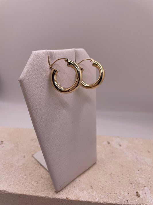 14k gold tube hoop earrings (2196)
