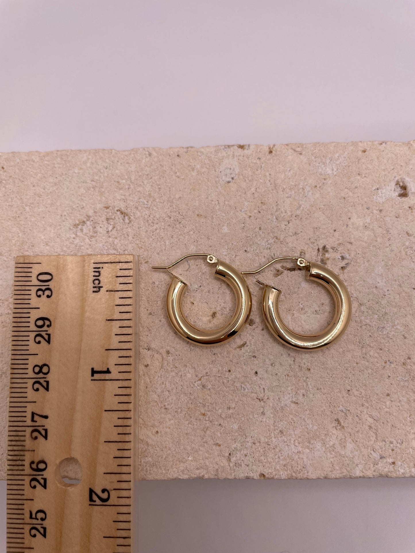 14k gold tube hoop earrings (2196)