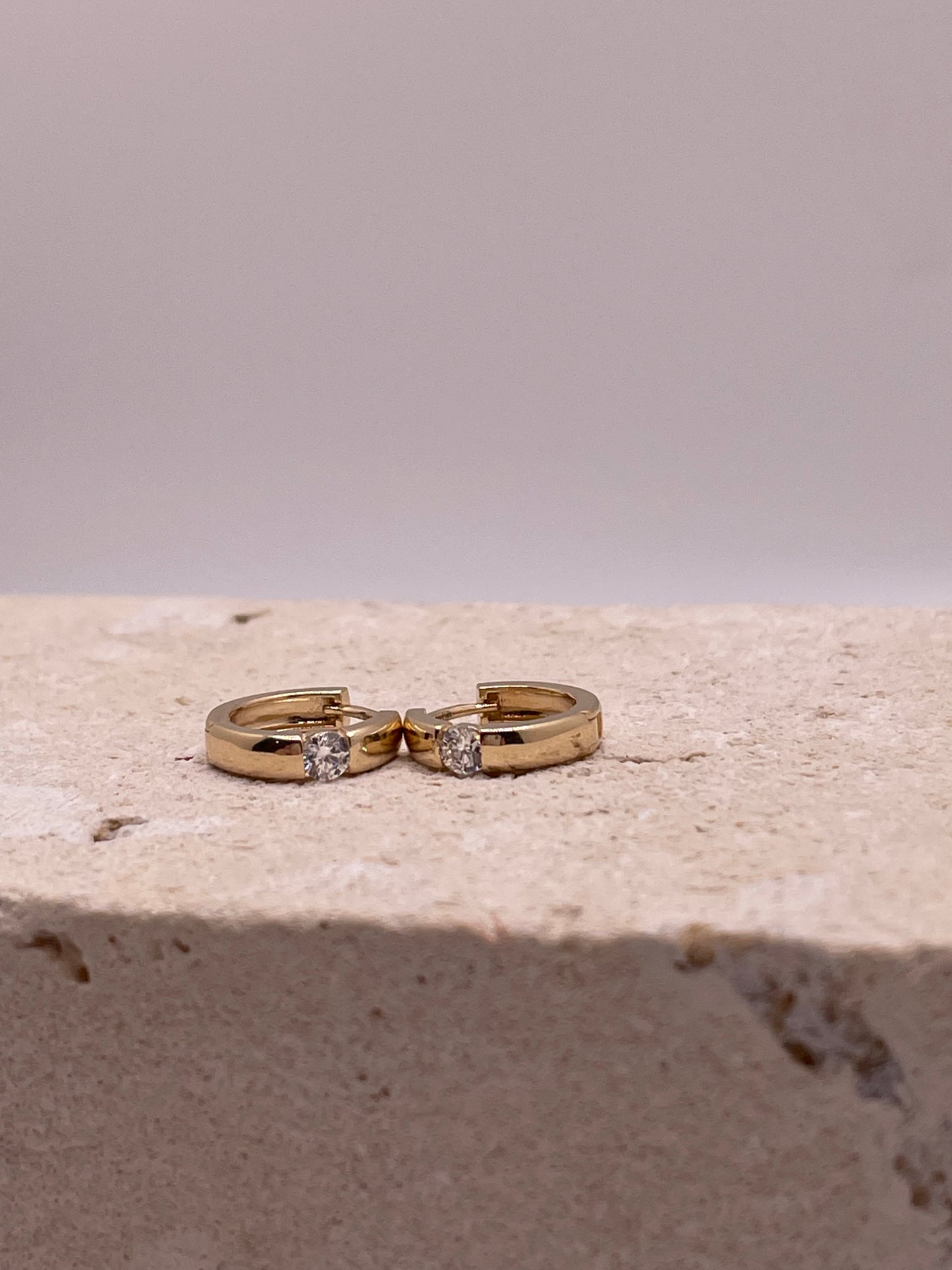 14k gold cz huggie earrings (1104)