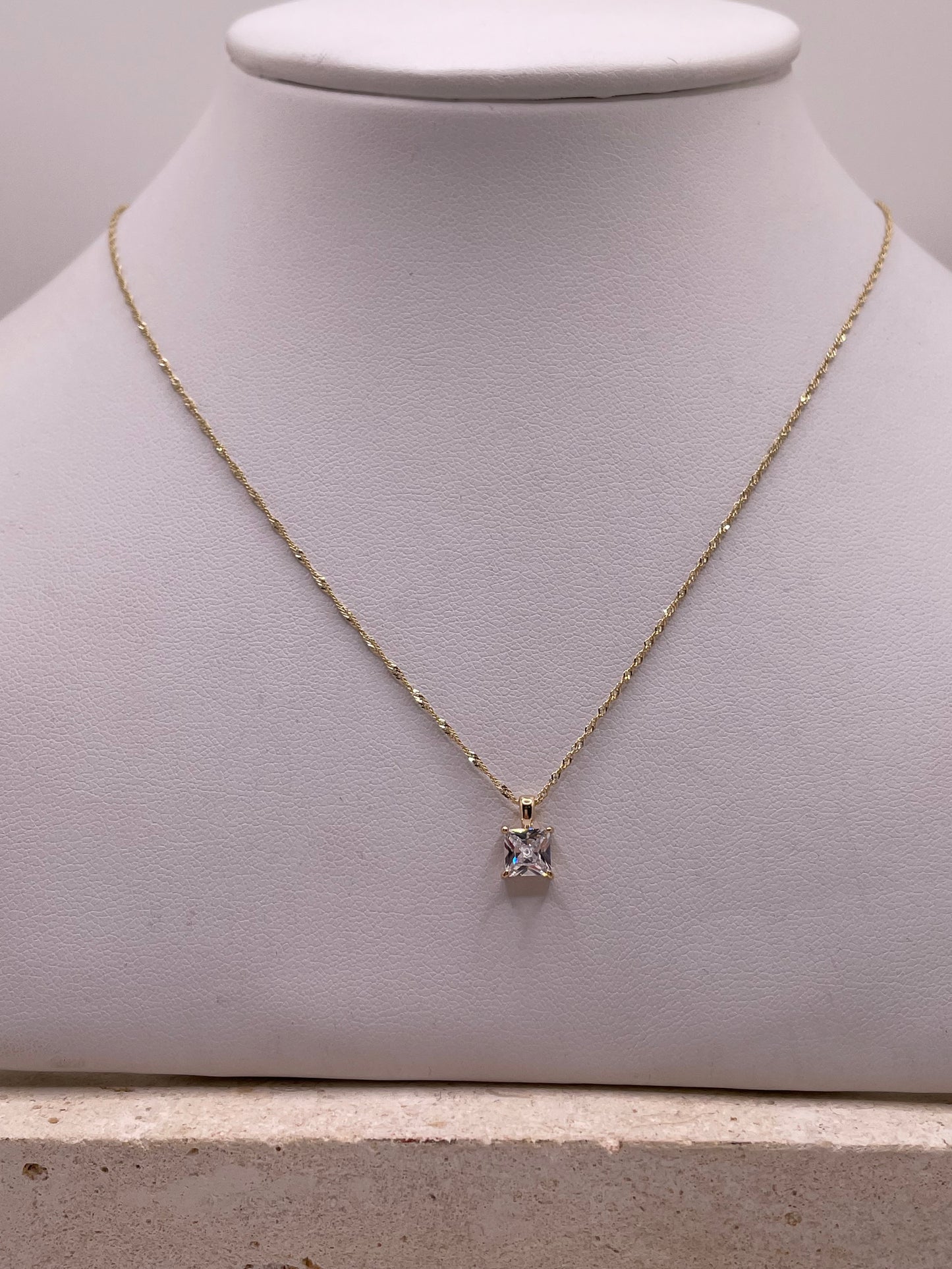 14k gold mia twinkle chain & cz charm set