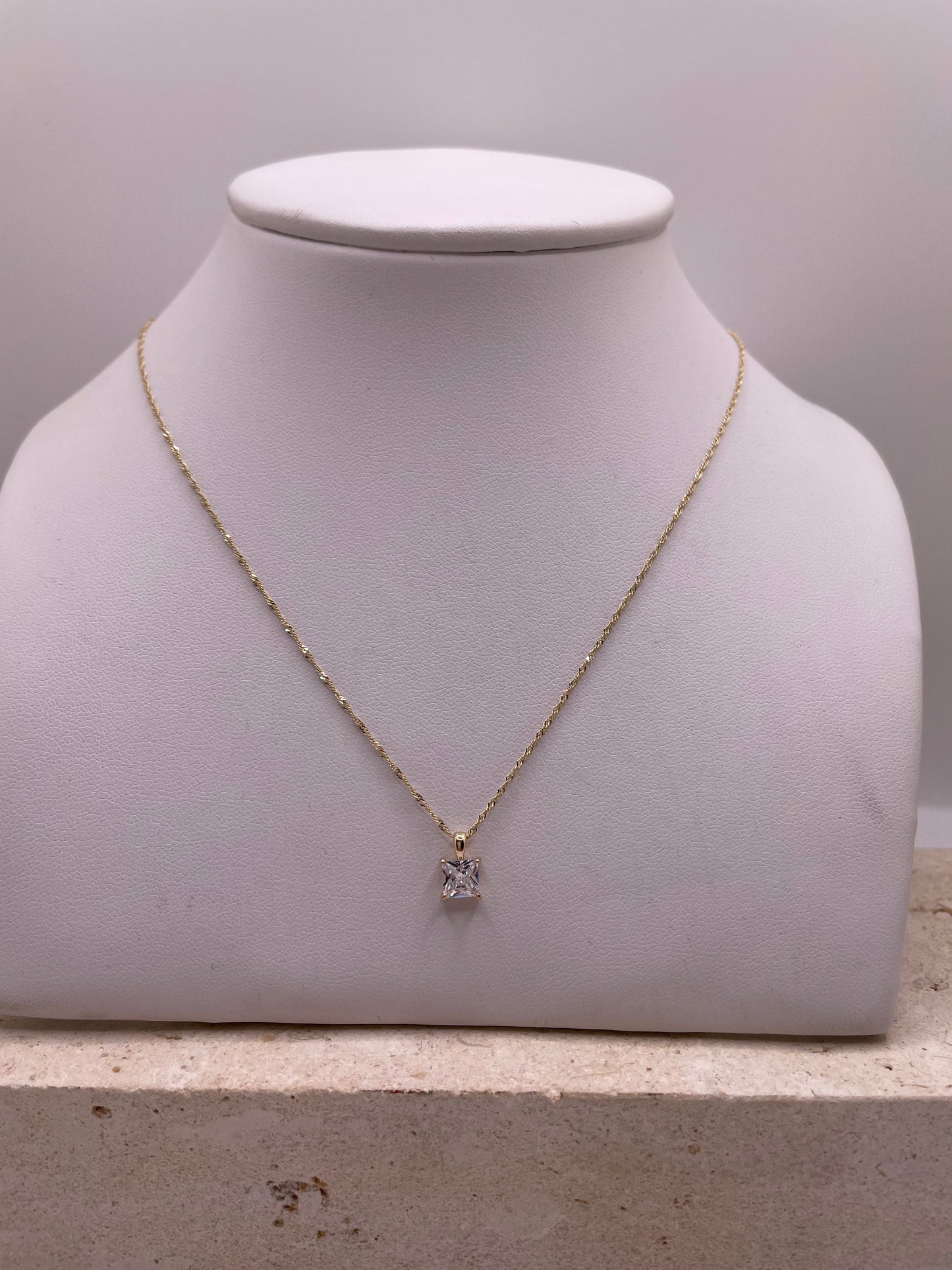 14k gold mia twinkle chain & cz charm set
