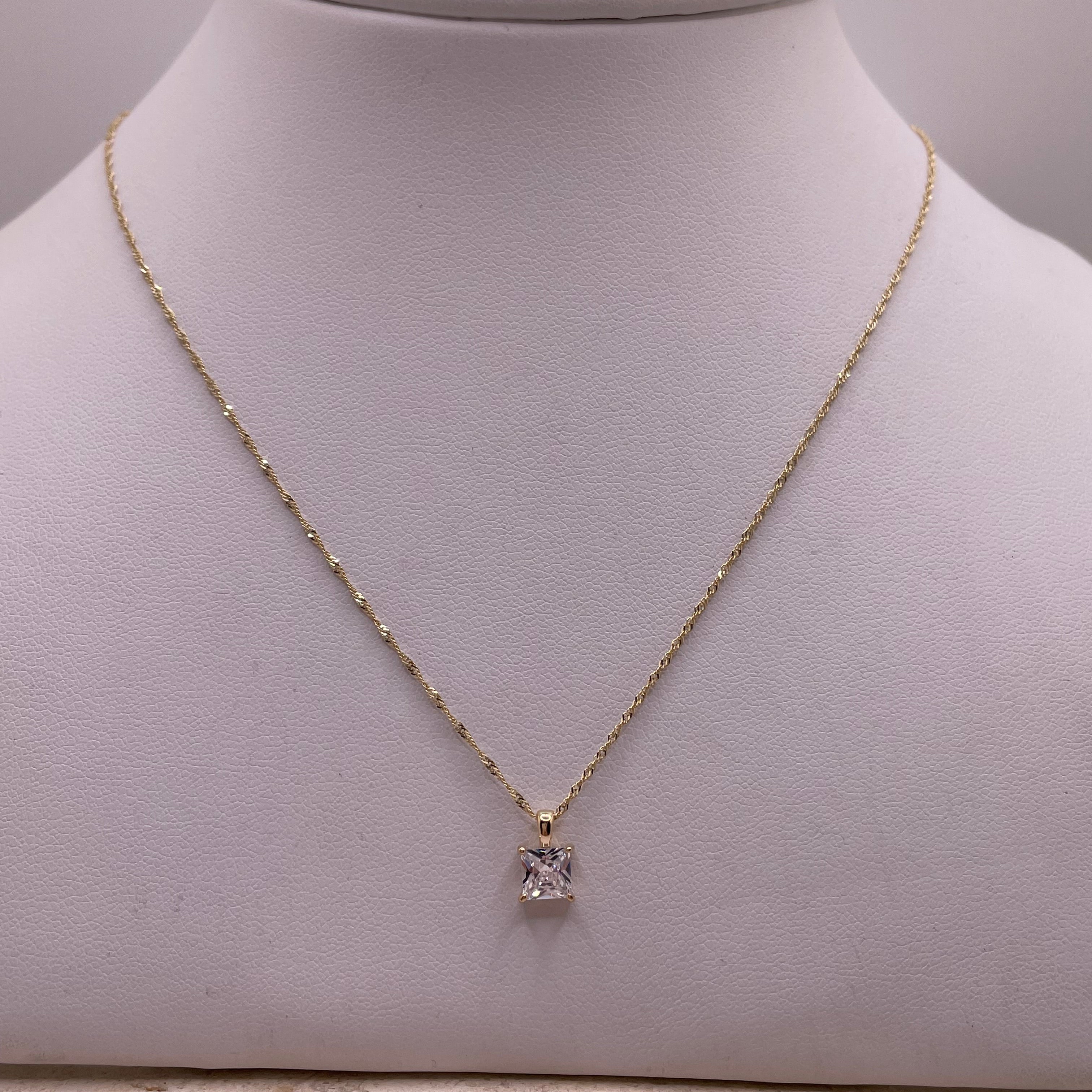 14k gold mia twinkle chain & cz charm set