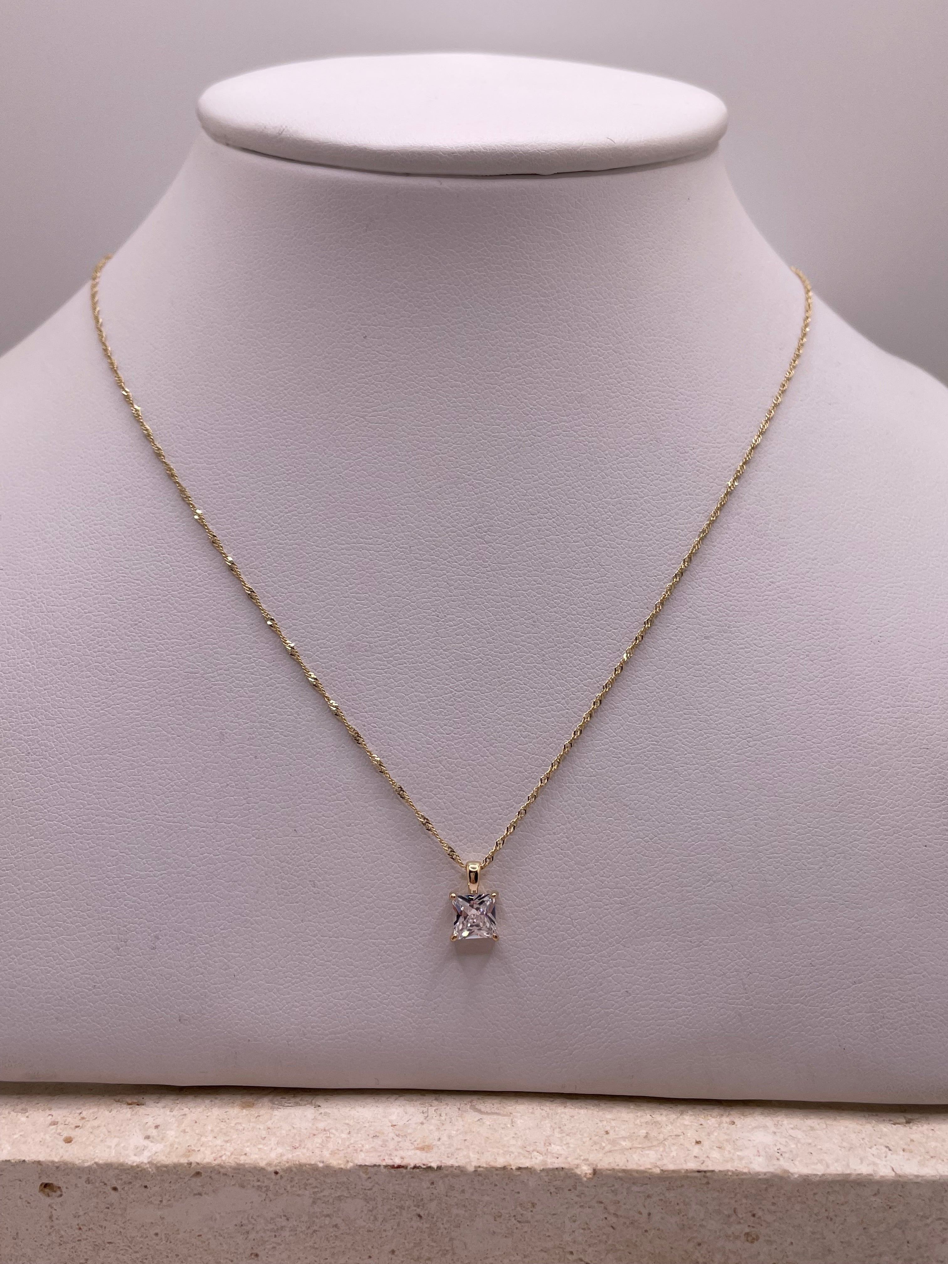 14k gold mia twinkle chain & cz charm set