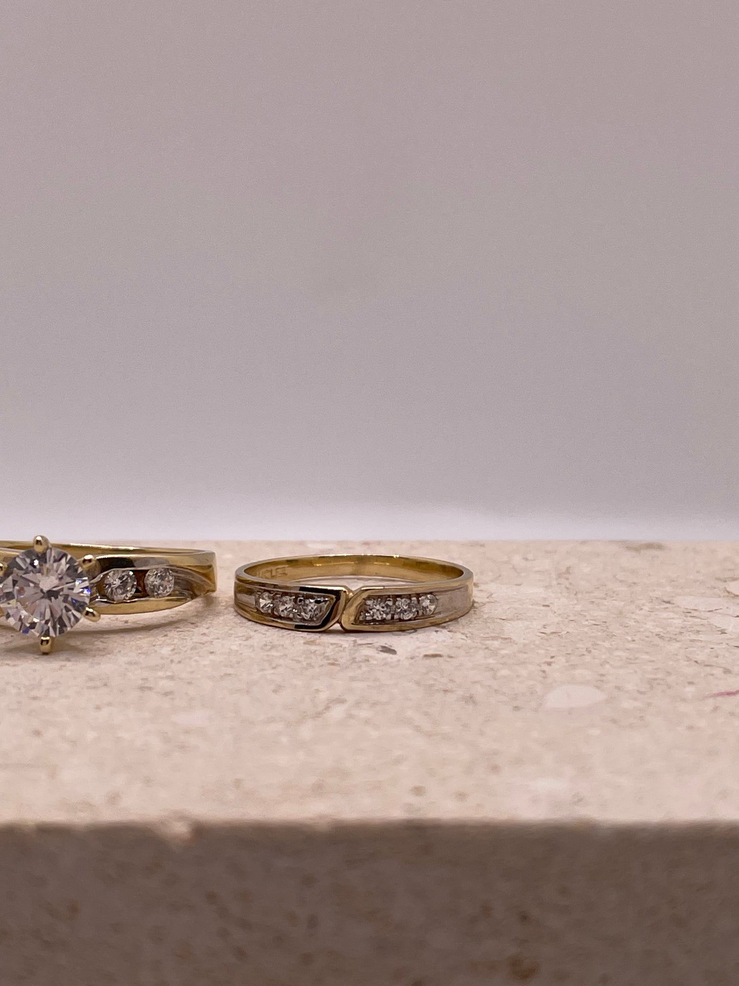14k gold wedding trio set