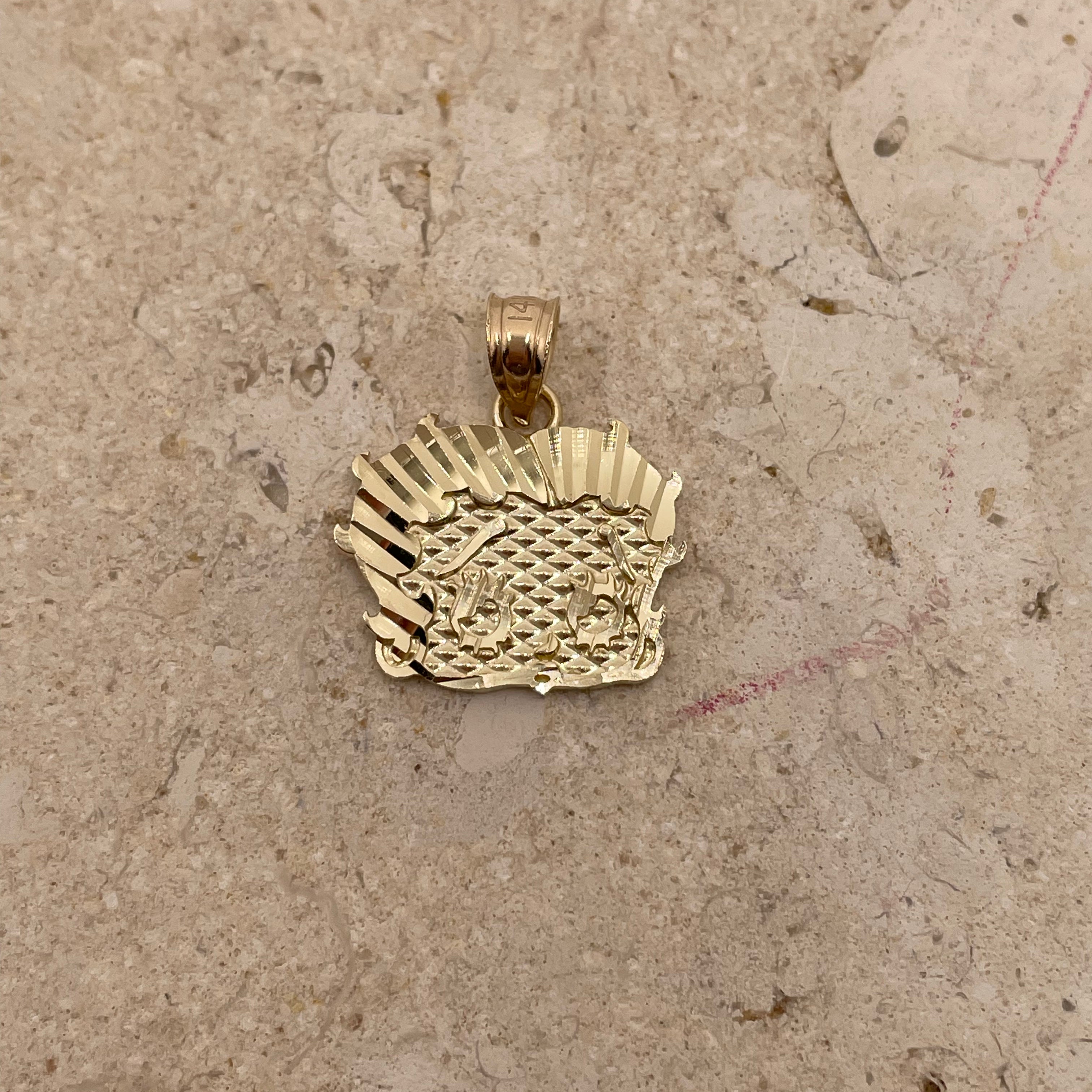 14k gold betty boop pendant large