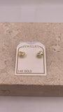 14k diamond cut heart stud earrings