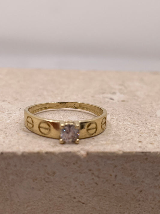 14k gold love-inspired ring with cz