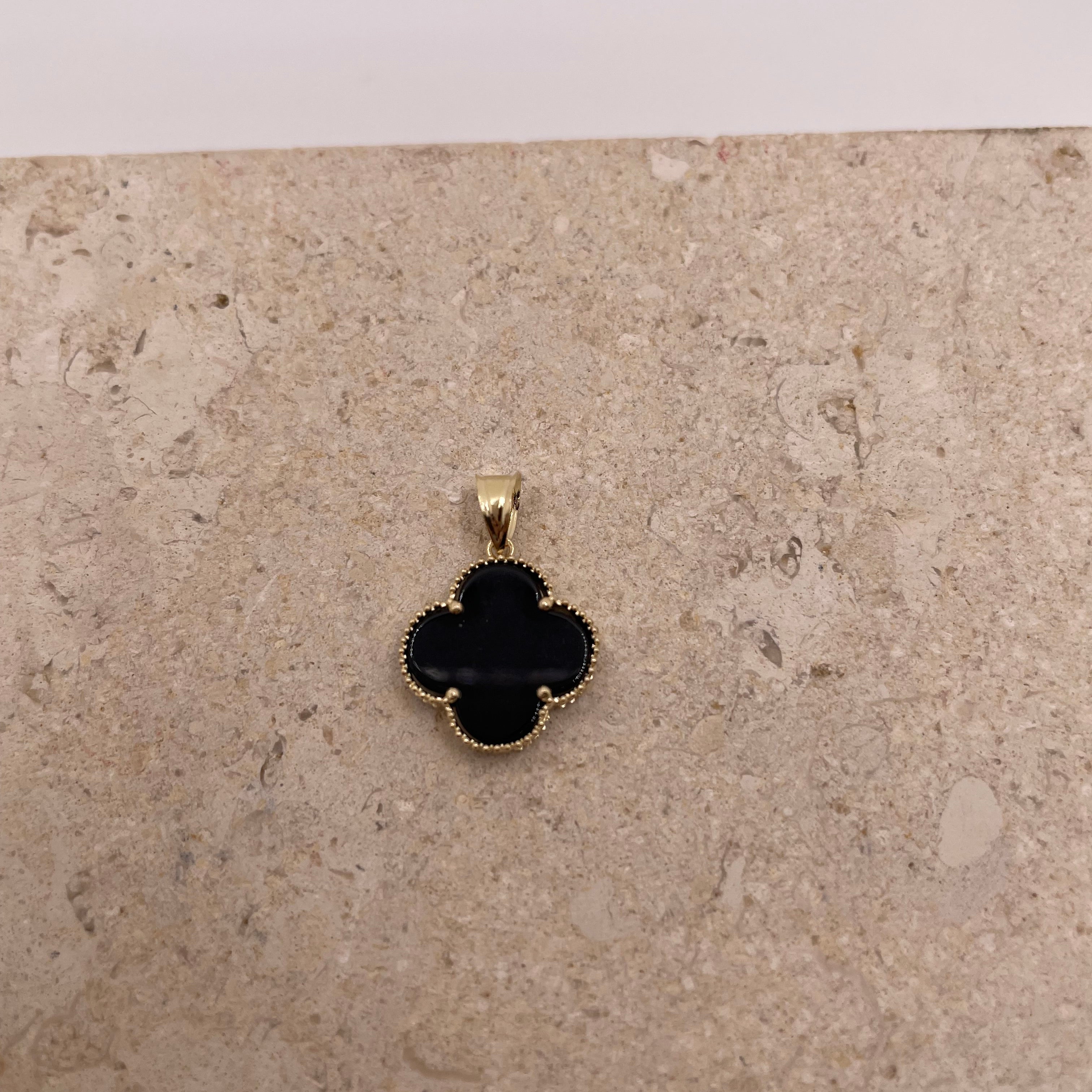 14K Gold Clover Pendant (Black, Gold, Pink, & White)