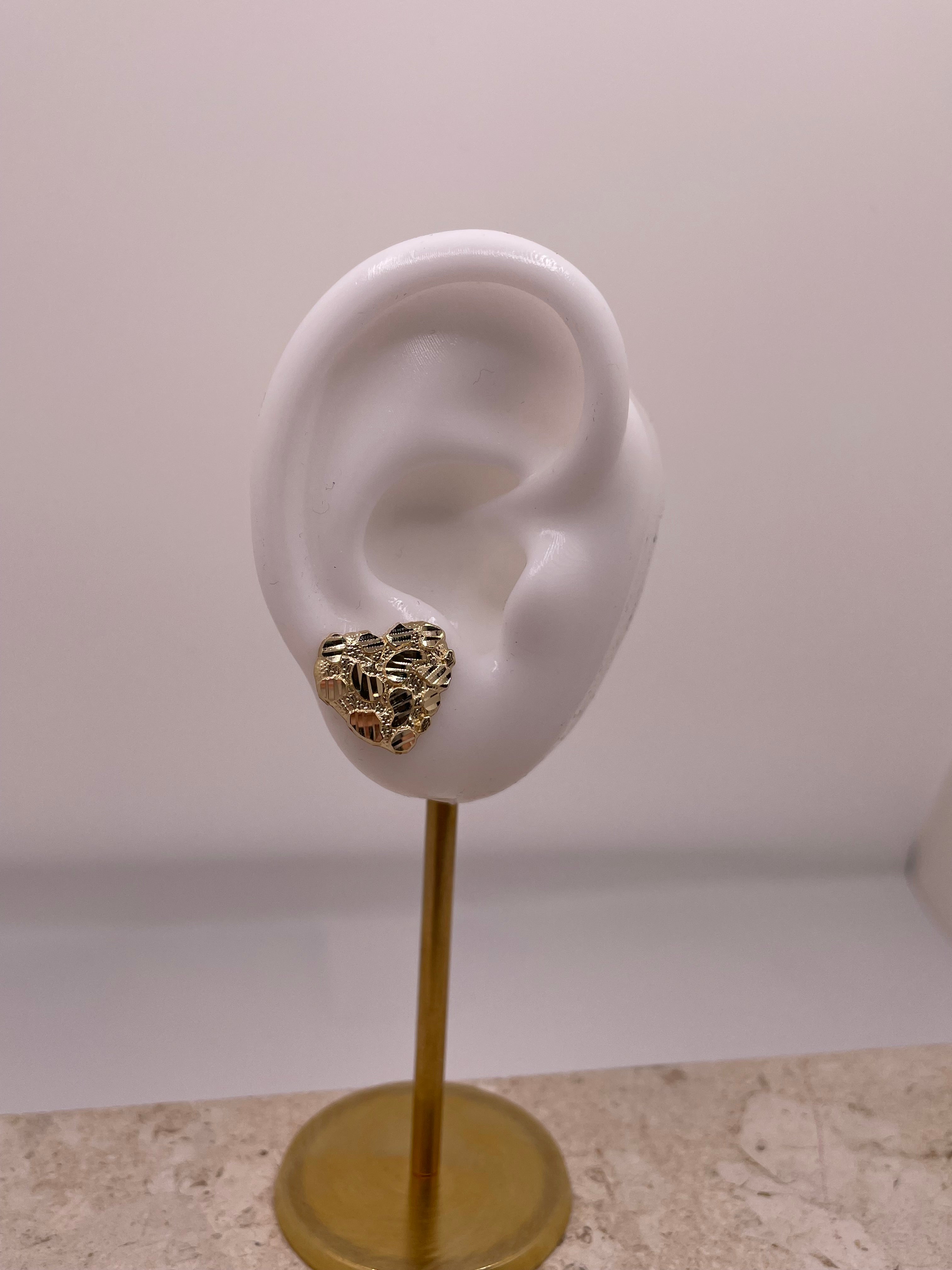 14k gold medium heart nugget earrings