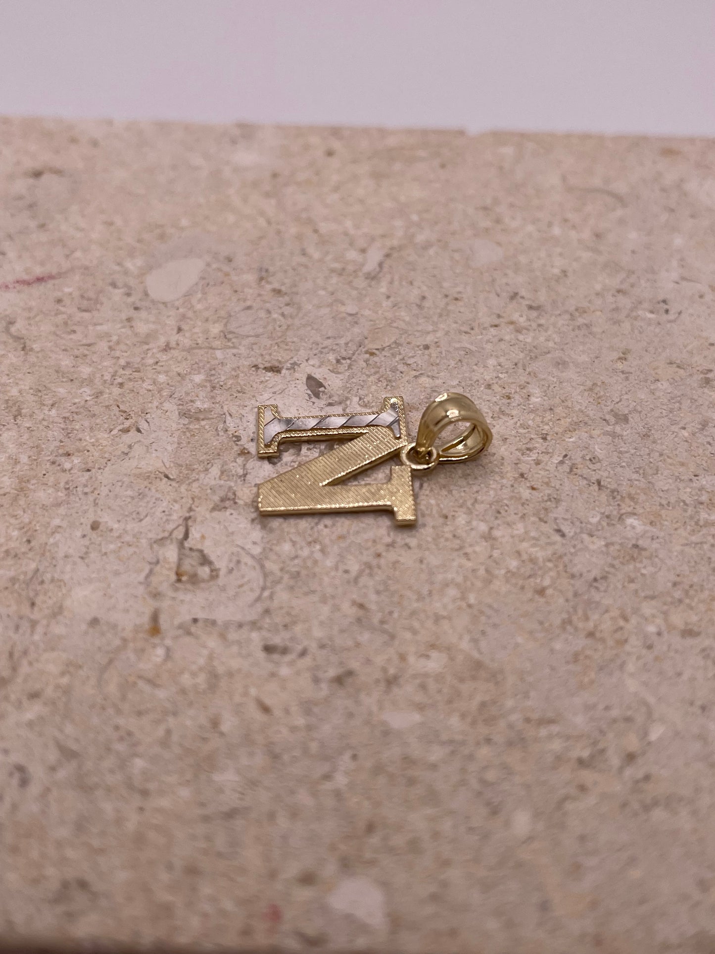 14k gold two tone initial pendant