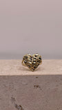 14k gold large heart nugget ring