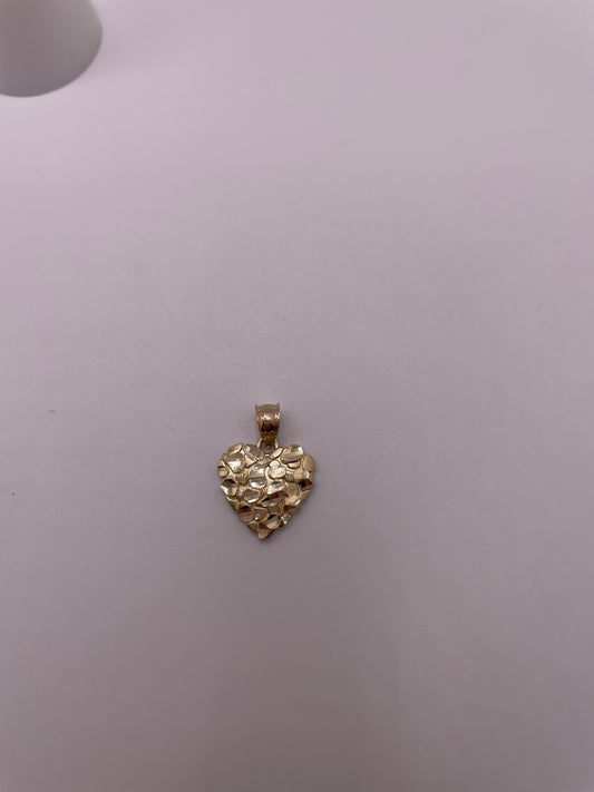 14k gold small heart nugget pendant