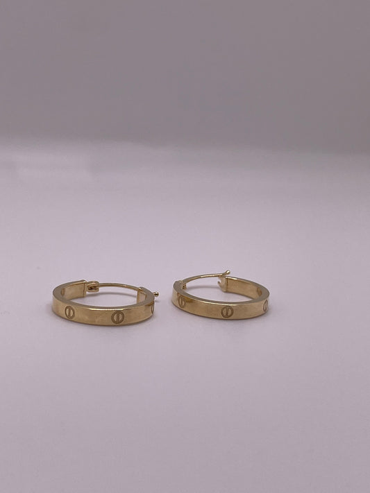 14k gold love-inspired hoop earrings