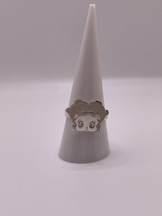 custom betty boop ring in 925 sterling silver