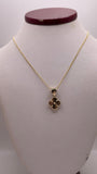 14k gold open wheat chain with gold clover trebol pendant