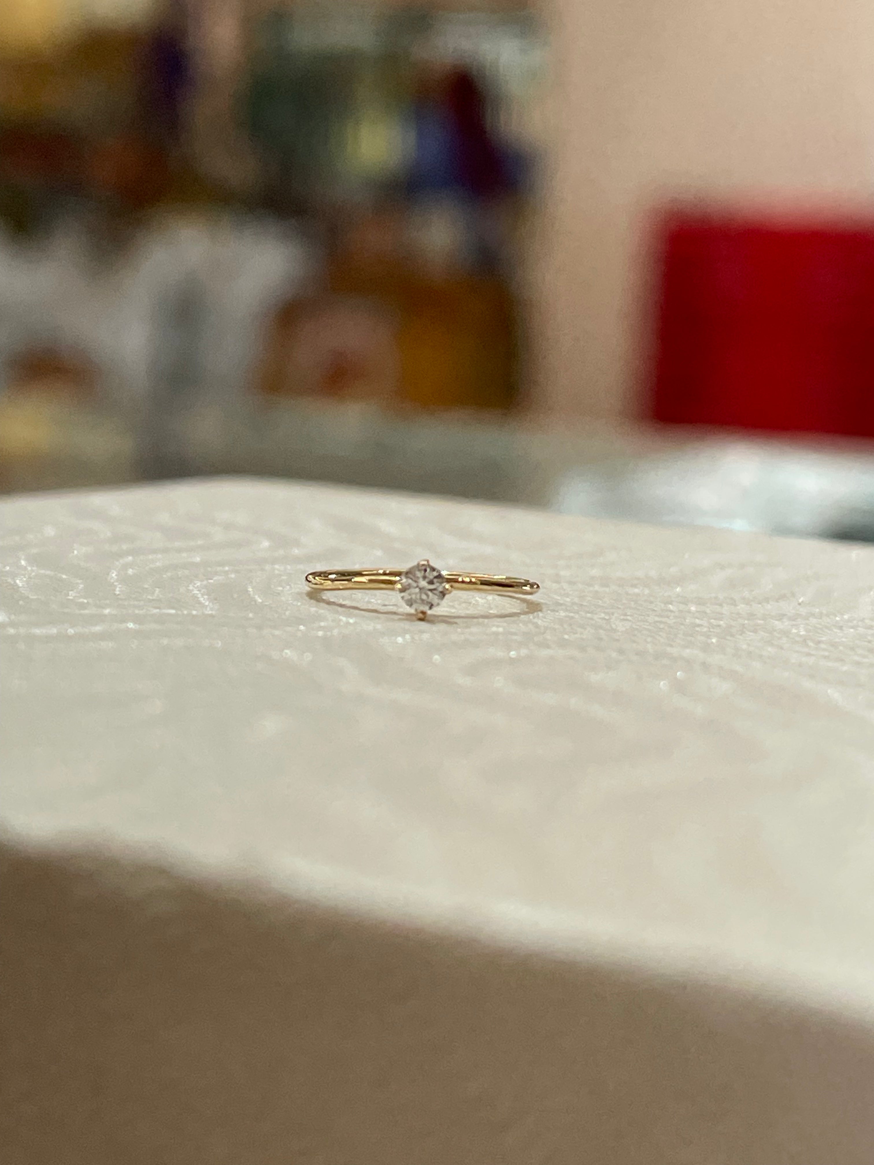 14K Gold CZ Nose Ring Hoop