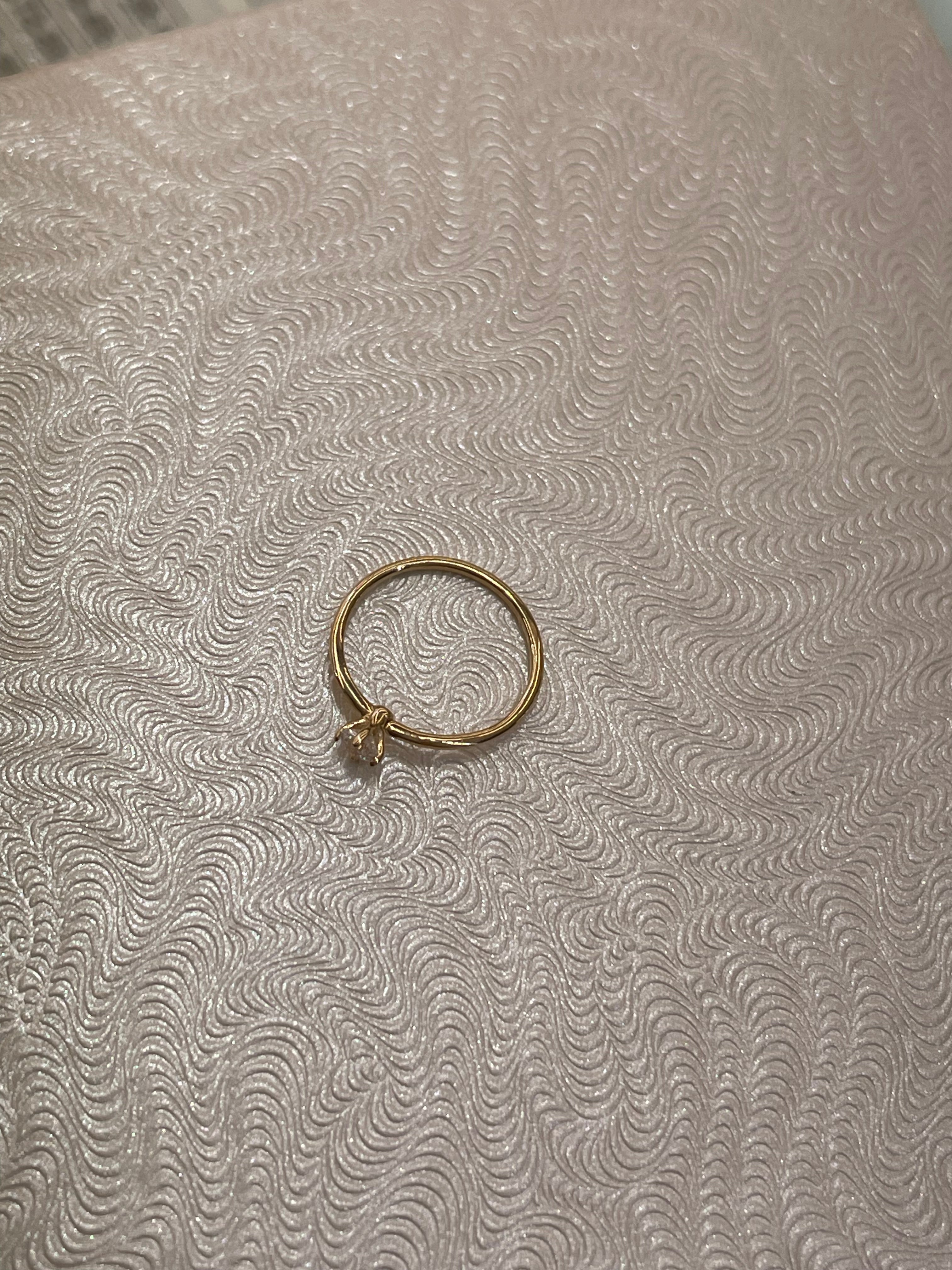 14K Gold CZ Nose Ring Hoop