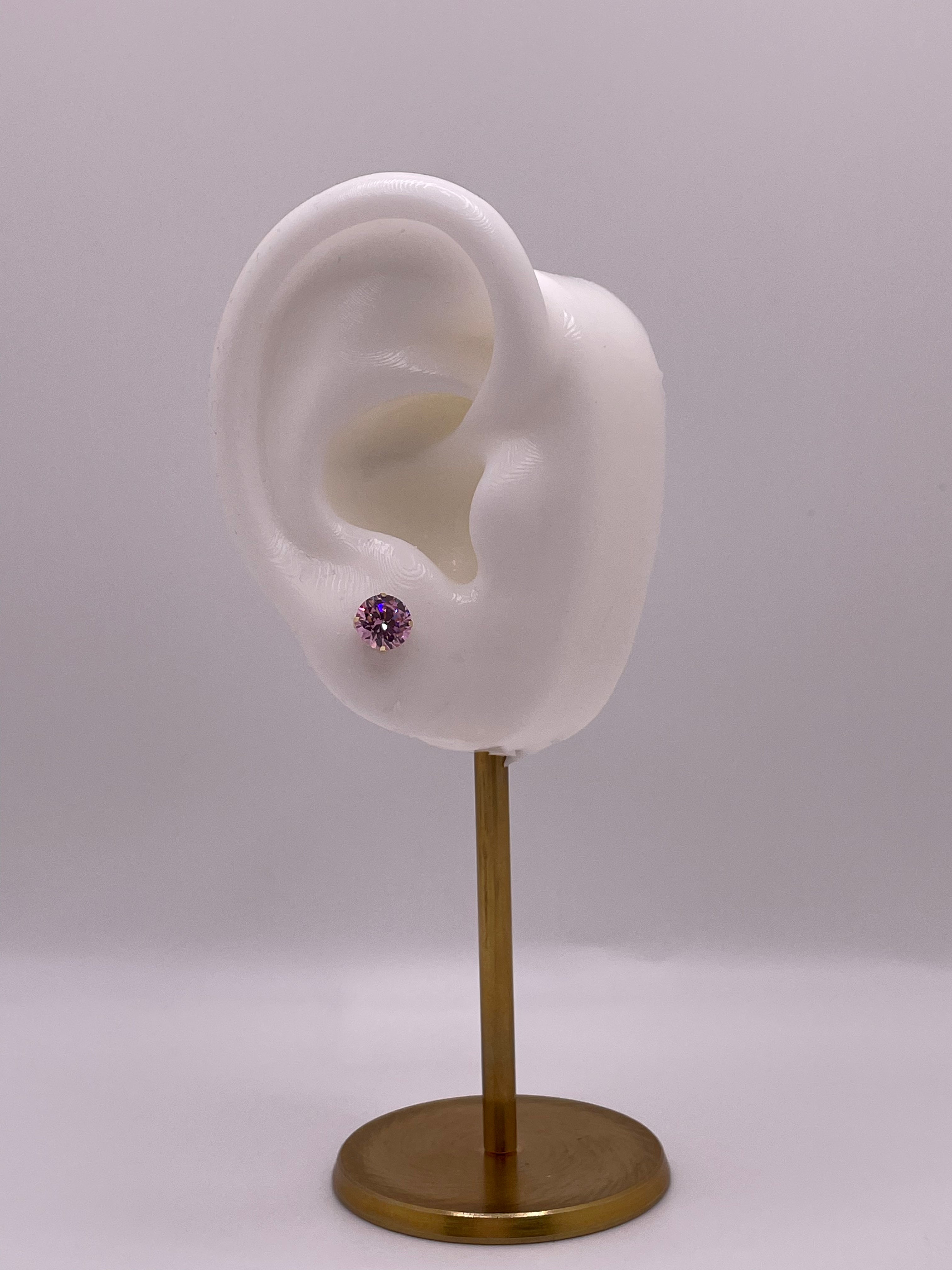 14K Gold 6mm Birthstone Screw Back Stud Earrings