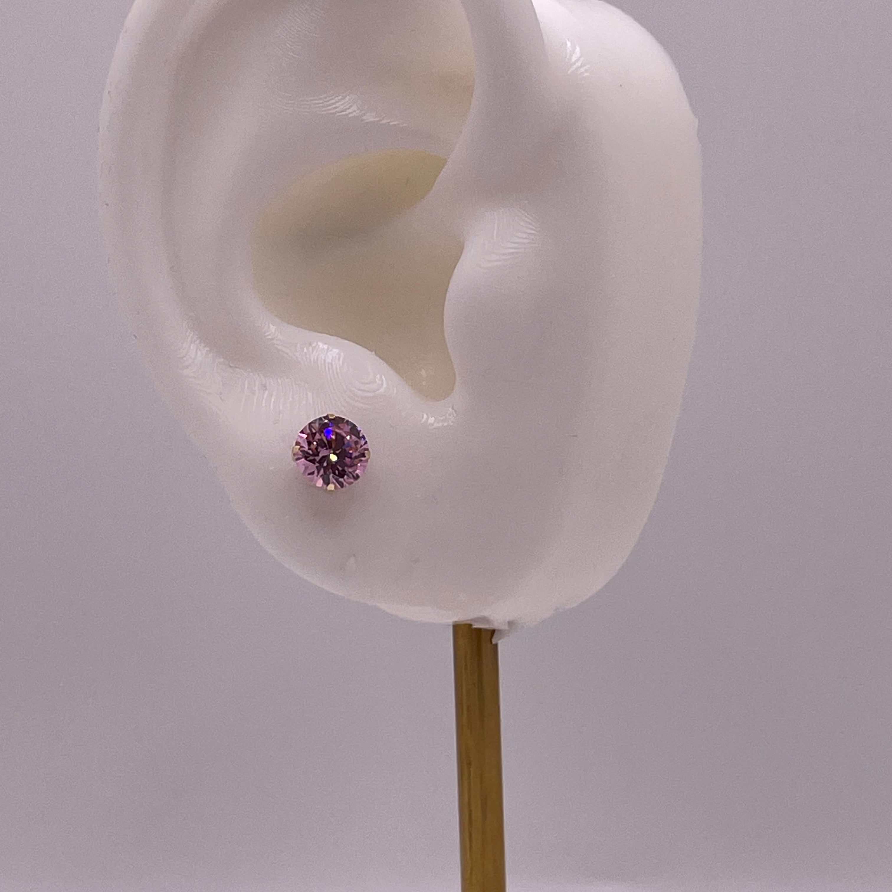 14K Gold 6mm Birthstone Screw Back Stud Earrings